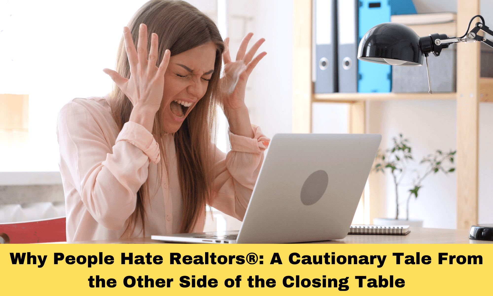 Real estate purchase contract and closing documents arranged on a dark conference table.